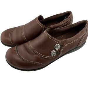 Clarks Ashland Alpine Bendable Cognac Brown Leather Comfort Loafer Size 5.5